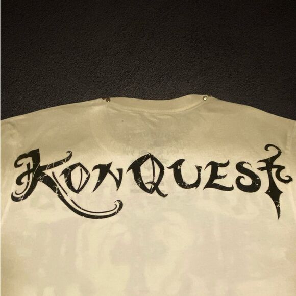 KonQuest RARE MEN’s skull T-Shirt Swarovski crystals & studded NWT size S. - Picture 5 of 13